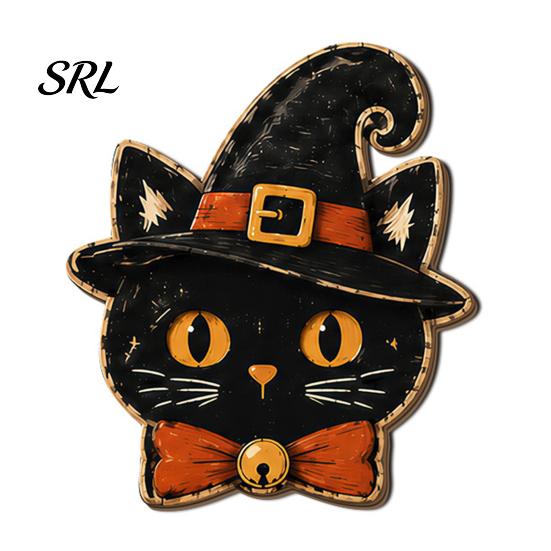 Unique Halloween Gift Ideas Vintage Wooden Decor, Cat Mummy Skeleton Figurines, Tier Tray Display Fall Farmhouse Tabletop Centerpiece for Shelf Mantel
