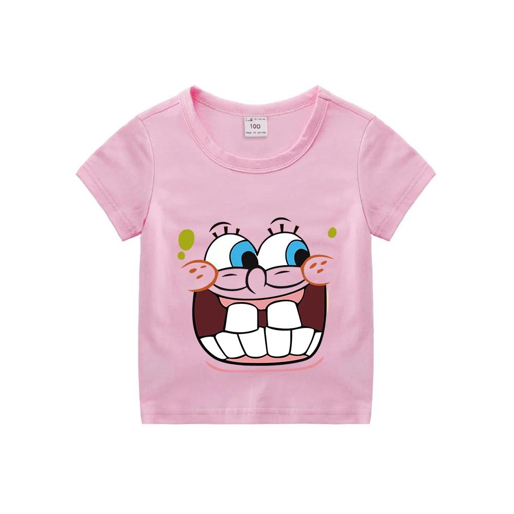 Милая хлопковая футболка с Губкой Бобом и Патриком Старом для детей - Идеально для лета