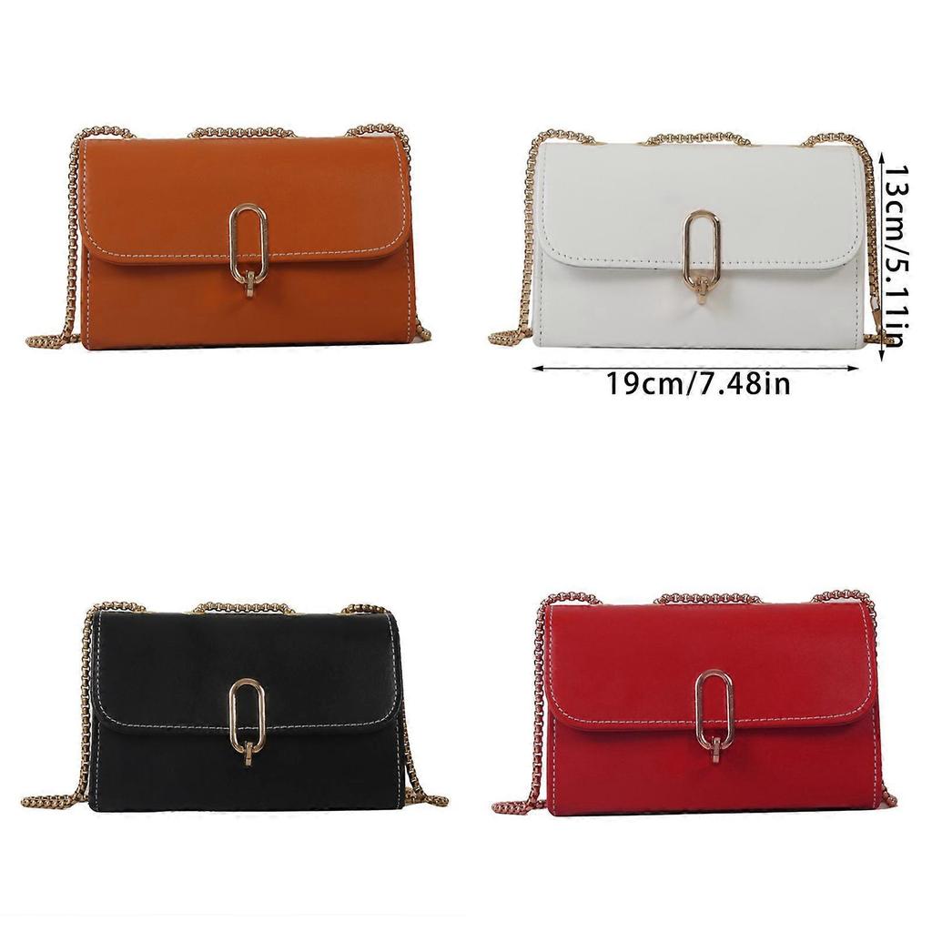 Small Leather Crossbody Bag with Chain Strap PU Shoulder Bags Evening Bag Casual Satchel Purse for Daily Essential Black