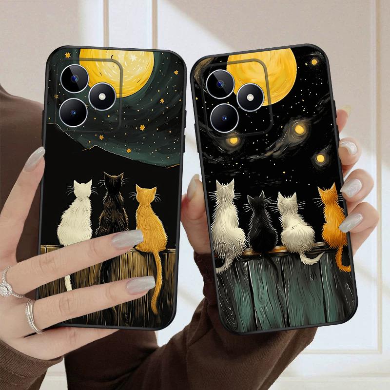 Фоновый Кот Для Oppo Realme 11 12 12X 14 Pro Plus 8 C55 C63 65 67 75 51 53 GT 2 7 Neo 3 5 SE 7 50 силиконовый мягкий чехол для телефона