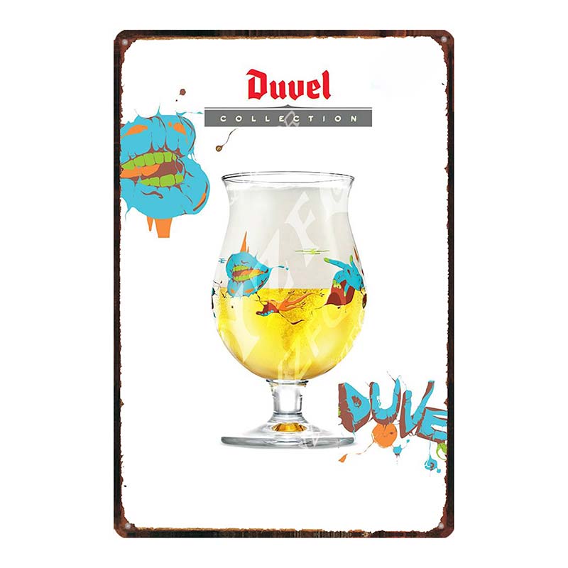YZFQБельгийское пиво Duvel Жестяные металлические знаки Табличка Винтажный Музыкальный Бар Ресторан Дом Мужская берлога Декор Настенные наклейки DU-7713B
