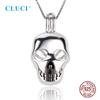 Cluci 925 Sterling Silver Charms Skull Pearl Cage Locket Pendant For Necklace For Women Halloween Gift Sc380sb