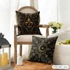 Black Gold Elegant Design Cushion Cover Durable Hypoallergenic Organic Linen Pillow Cover Short Size Washable SkinFriendly