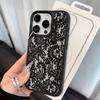 Стильный Классический Черный Сетчатый Чехол для Телефона с Цветочным Узором Для iPhone 17 16 15 14 Plus 13 12 11 Pro MAX 17 Air Cover