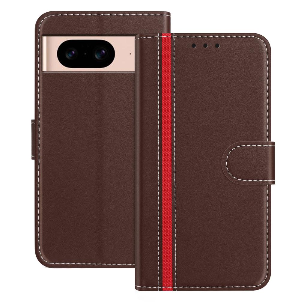 For Google Pixel 8a Phone Cases Wallet Stand Color Splicing Leather Cover with Magnetic Clasp