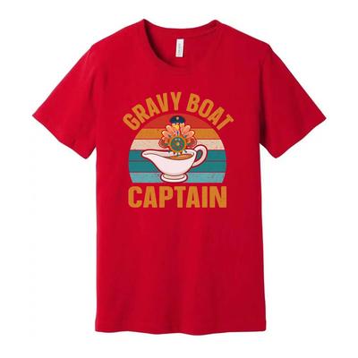 Gravy Boat Captain Unisex T Shirt With Retro Sunset Stripes And Sailor Hat Emble