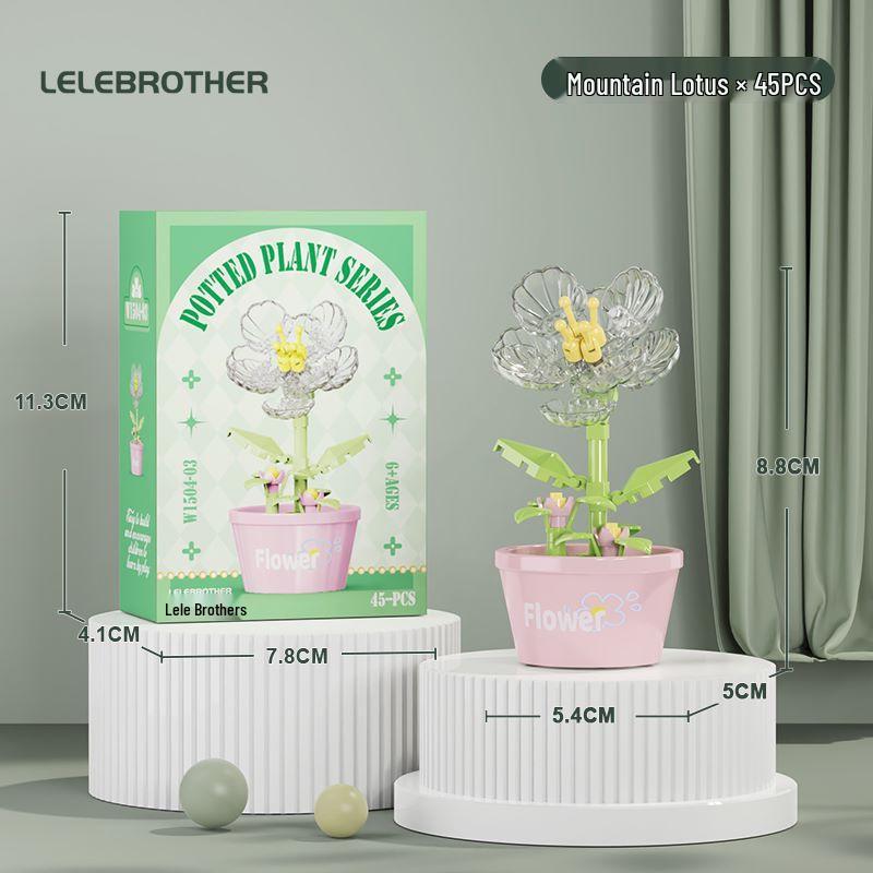 Cross-Border Lego Immortal Flower Basket Building Block Set - Rose Bonsai & Children's Assembly Toy for Teacher's Day Gift