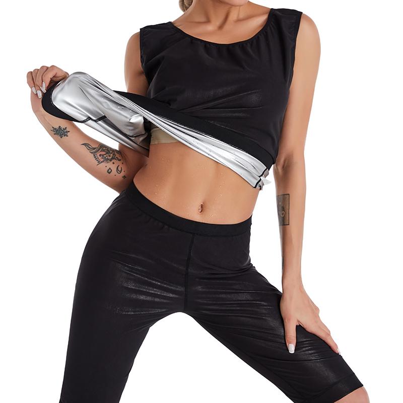 Женская термофутболка с серебряным ионным покрытием, майка для сауны, утягивающий жилет для похудения