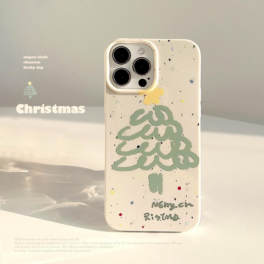Милый чехол для телефона с изображением рождественской елки для iPhone 16 15 14 13 12 11 Pro Max X XS XR 8 7 Plus, новогодний подарок, противоударный, модный, трендовый чехол для телефона