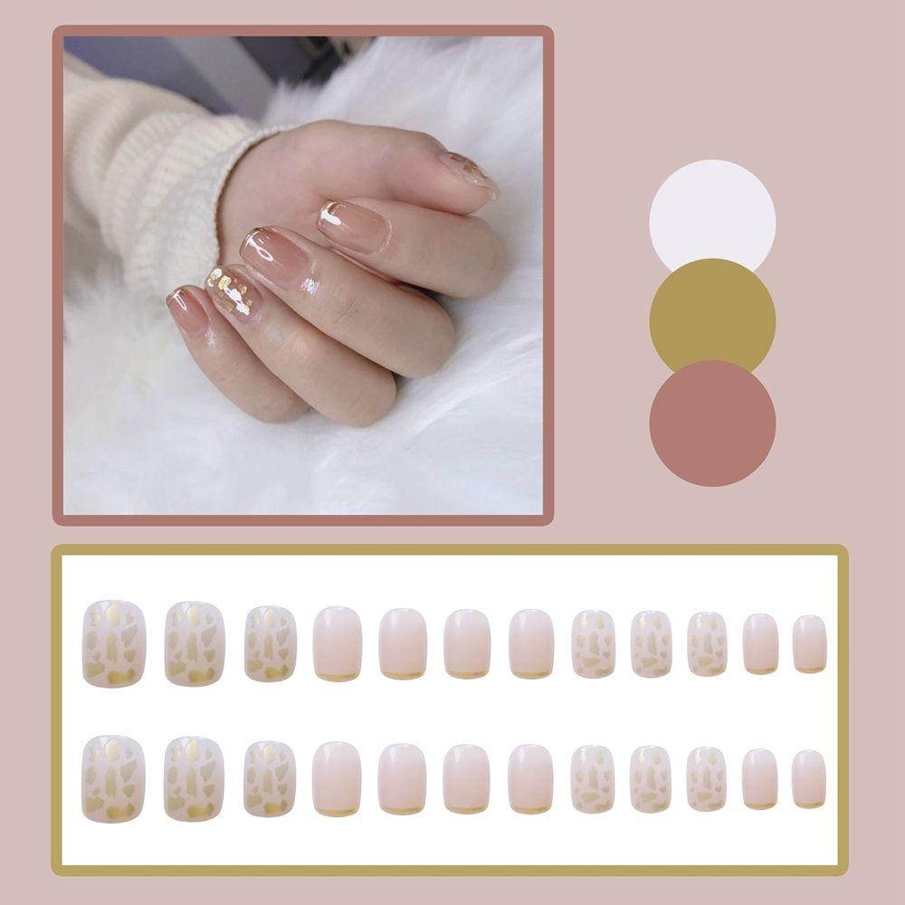 On Nails Artificial Full Cover Nail Tips Short Round/Square Head False Nails Wearable Fake Nails