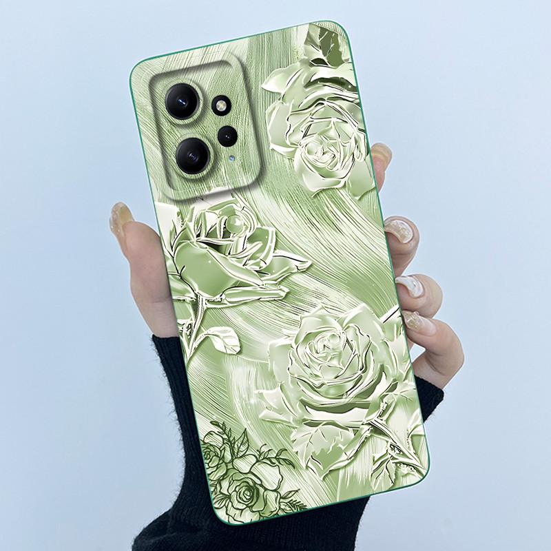 For Xiaomi Redmi Note 12 4G Phone Case Simplicity Butterflies Floral Soft Liquid Silicone Back Shell For Redmi Note12 4G Covers
