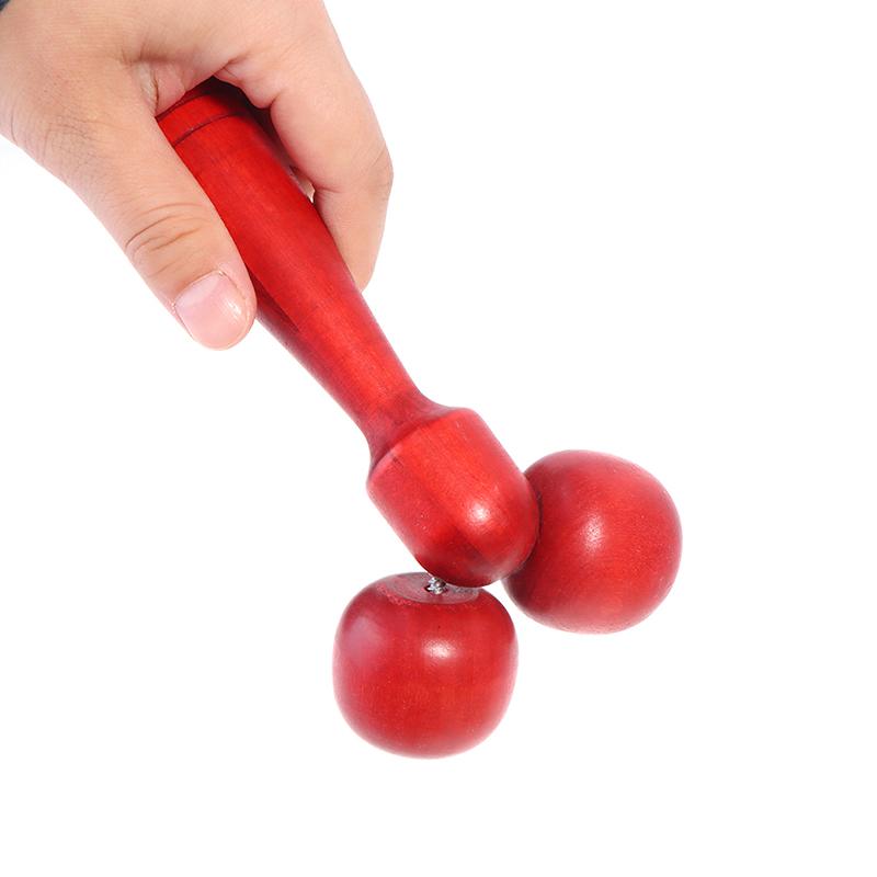 Портативный роликовый массажер, деревянный двухколесный массажер для лица