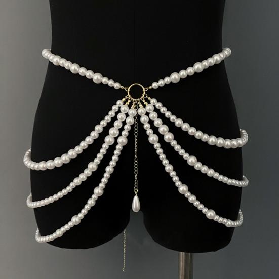 Женская цепочка на талию с кисточкой в виде бабочки и цветка, подвеска из искусственного жемчуга, поясная цепочка