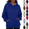 Ladies' Fashionable Solid Color Casual Hooded Pocket Long Sleeved Sweatshirt