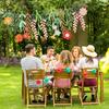 Yeaqee 2 Pcs Flower Banner Garland Double-Sided Colorful Waterproof Flower Birthday Party Decoration Paper Backdrop for Birthday Wedding Baby