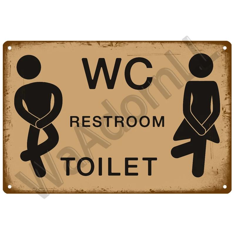 Жестяная табличка DORA Жестяная табличка WC Туалет Постер Винтажные настенные постеры Металлическая табличка Декоративная настенная плита Кухонная табличка Металлические винтажные декоративные аксессуары