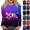 Women's Autumn And Winter Round Neck Long Sleeve T-Shirt 2024 New Year Printed Top
