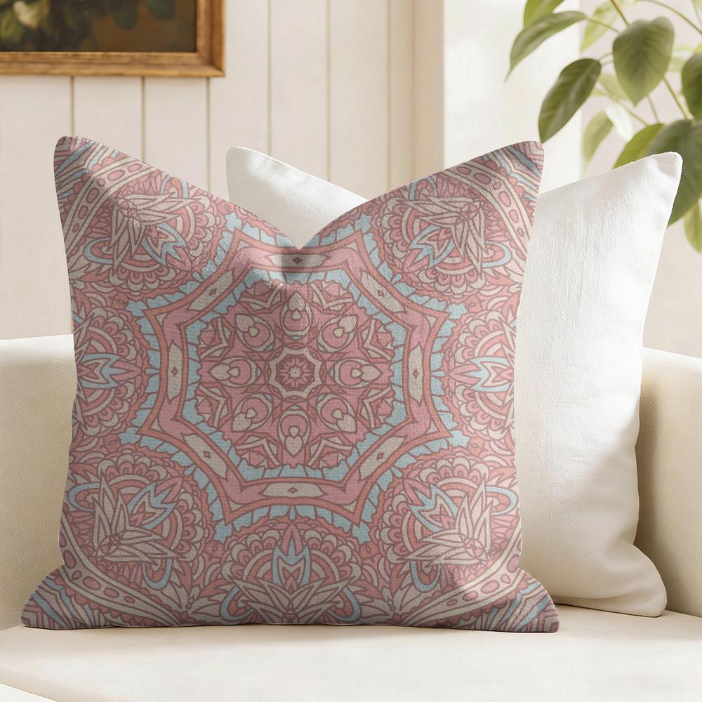 Mandala Bohemian Ethnic Cushion Cover Natural Linen Double Sided Print Throw Pillow Case for Sofa Couch Home Decor