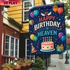 1pc Happy Birthday in Heaven Garden Flag - Polyester, 30.48x45.72 cm, Outdoor Memorial Decor