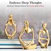 Set of 3 Gold Abstract Thinker Men Statue Set - Modern Art Showpieces for Home Decor, Living Room, Bedroom,Office