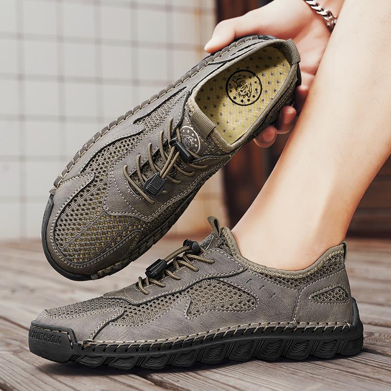 Summer New Mesh Breathable Sandals for Men Casual Sports Shoes Comfortable Walking Mens Sneakers Breathable Top Layer Leather