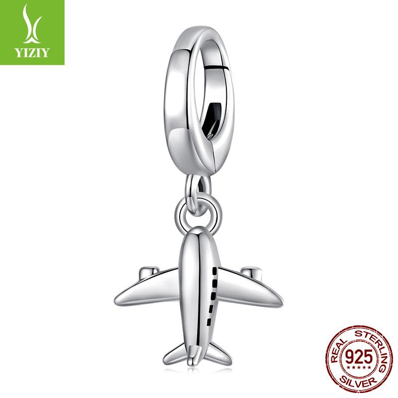 Opening And Closing Aircraft Pendant S925 Silver Beads, Cross-Border Diy Bracelet Bead Accessories