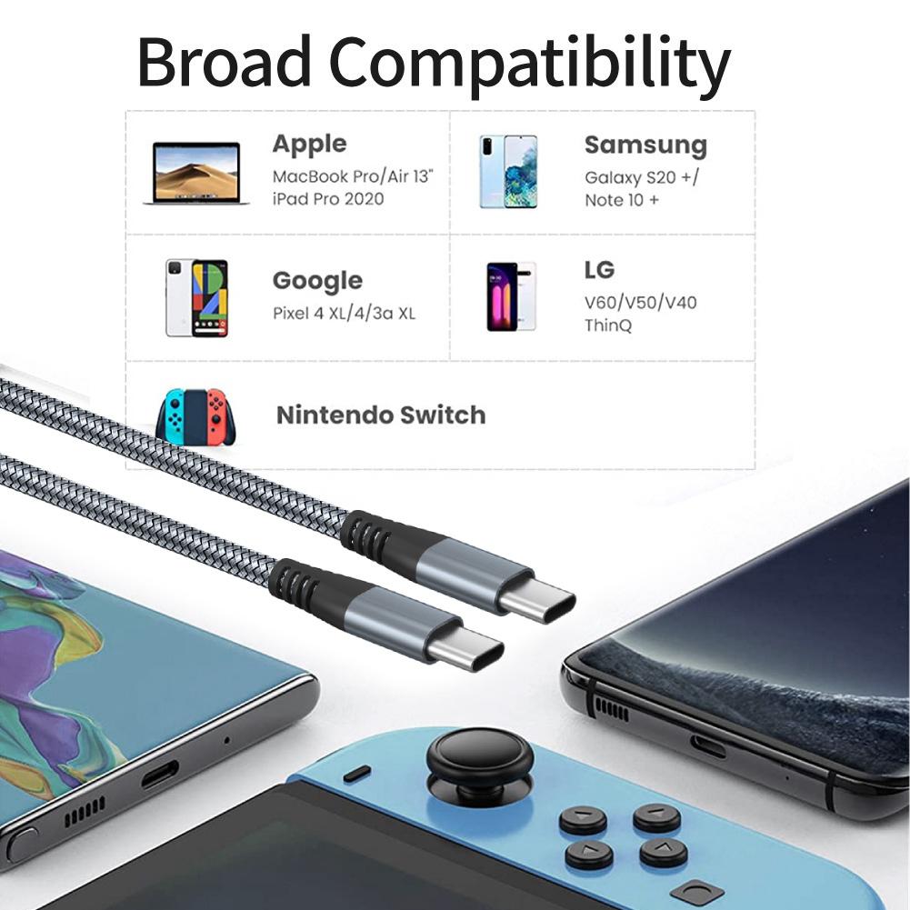 For iPhone 15 Series 1m Nylon Braided PD 60W Charging Cable Type-C to Type-C USB2.0 Data Cable for Cell Phones,Tablets,Laptops