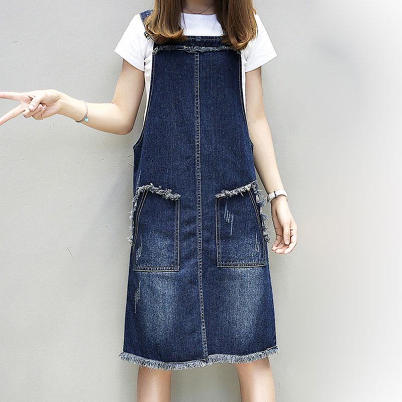 Женские джинсовые комбинезоны из тонкого и большого размера на весну, лето и осень, свободные и утягивающие юбки средней длины