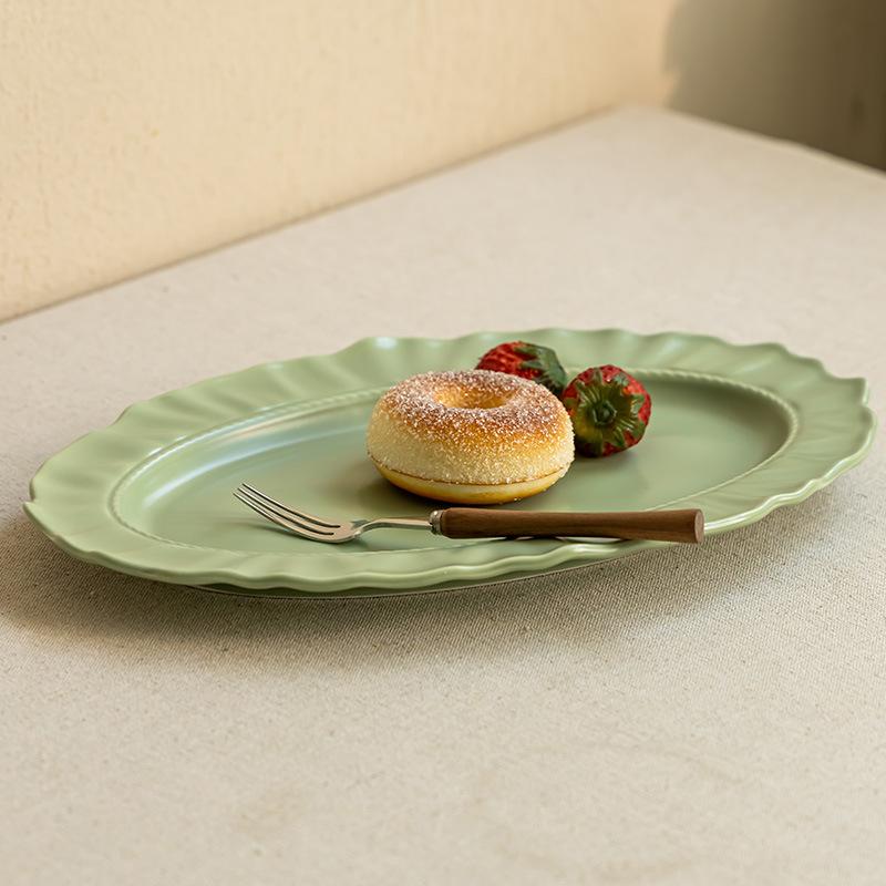Irregular Lace Fish Plate Exquisite High-End Plate High-End Plate Large Plate Household Tableware Dinner Plate