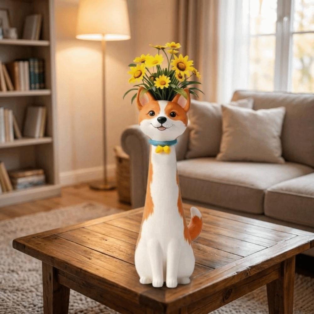 Handmade Dog Flower Vase Cartoon Animal Planter Modern Animal Flower Holder Home Decor