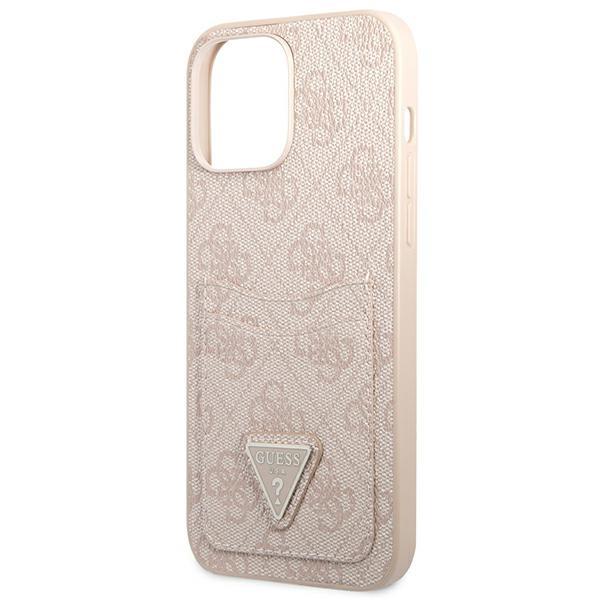 Etui do iPhone 13 Pro Guess 4G Triangle Logo Cardslot Różowe