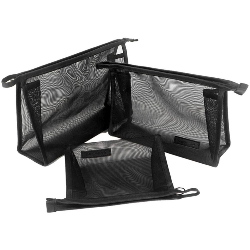 Zipper Mesh Makeup Bag Large Capacity Storage Toiletry Bag Transparent Cosmetic Bag Unisex