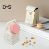 Milk Carton Keychain Pendant Mini Milk Carton Shape Pill Storage Box Portable Container Pendant for Backpack Handbag Keychain