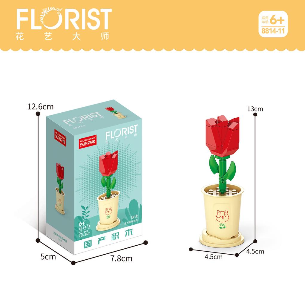 Tiny Particles Building Block Bouquet Potted Succulents Compatible Tabletop Ornament Model Educational Assembly Toy