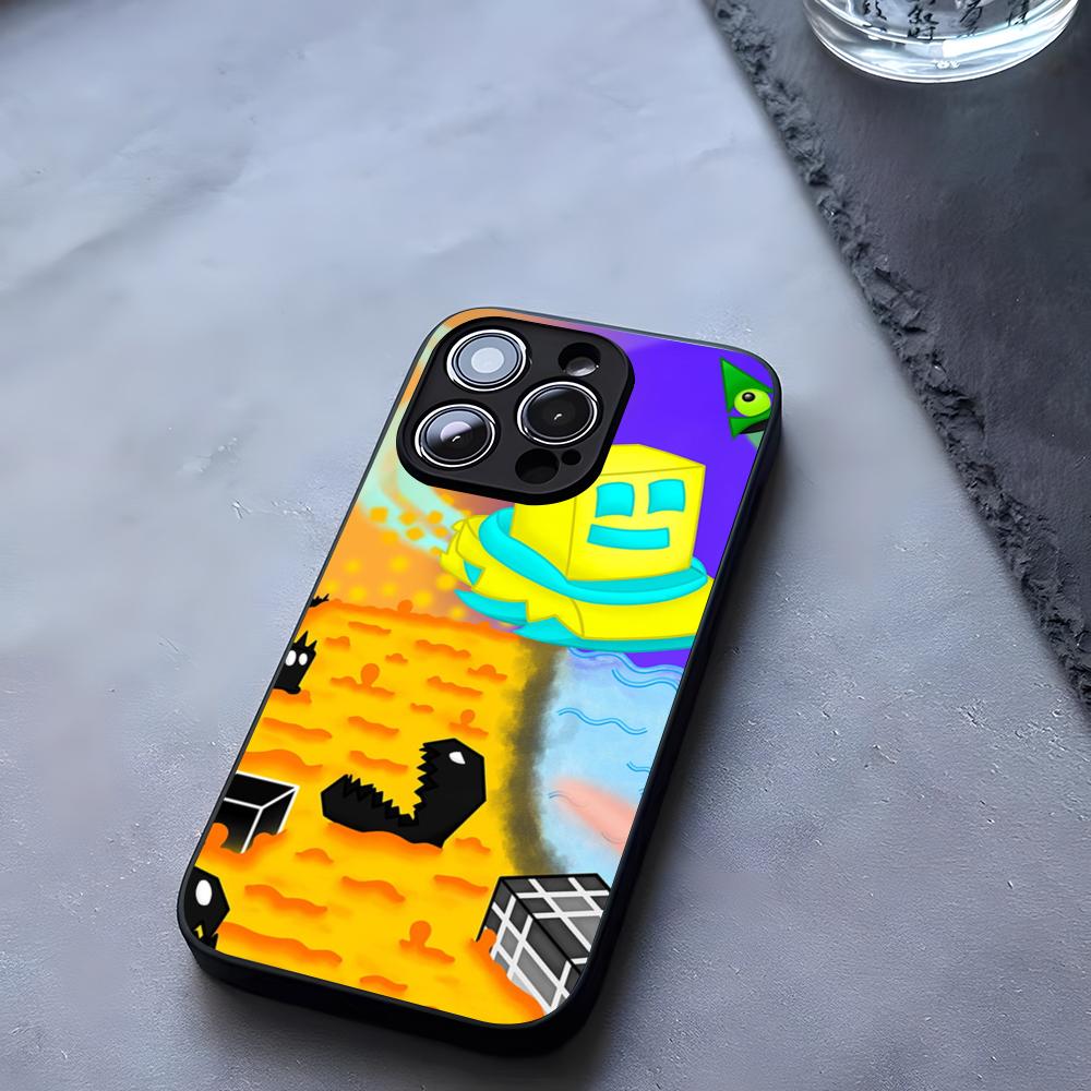 Чехол для телефона Geometry Dash Закаленное стекло Для IPhone 17 13 14 16 12 15 11 Pro Max Plus Mini X XR SE2020 Coque