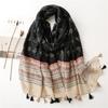 Fashion Bright Striped Line Tassel Viscose Shawl Scarf Lady High Quality Wrap Headband Bufandas Muslim Hijab Sjaal 180*90Cm