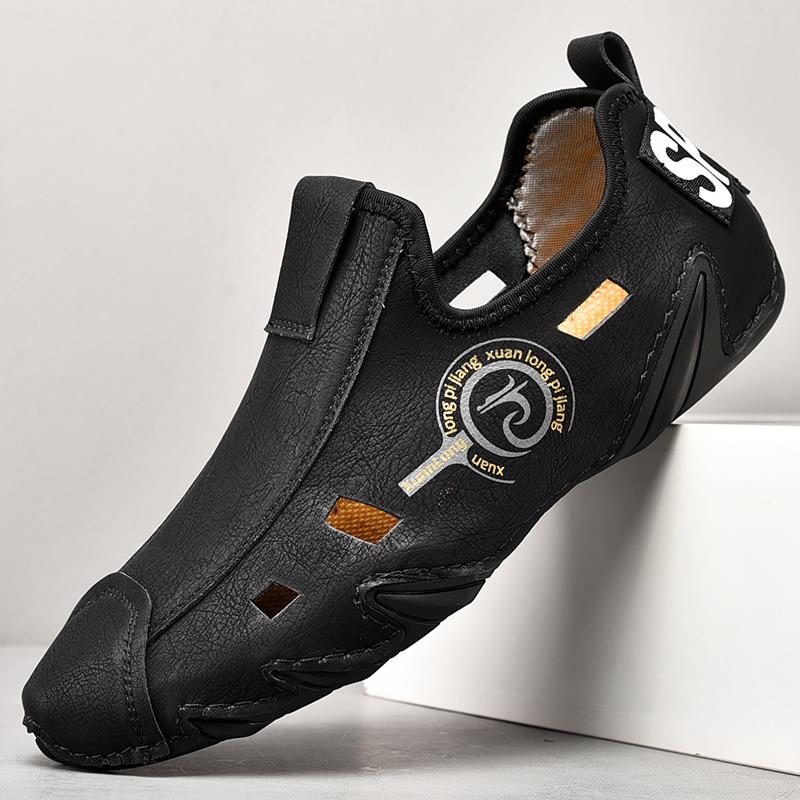 2025 Бренд Удобные Летние Дышащие Туфли-Бобы с Полыми Отверстиями, Мужские Уличные Туфли с Круглым Носком, Нескользящей Мягкой Подошвой, для Вождения