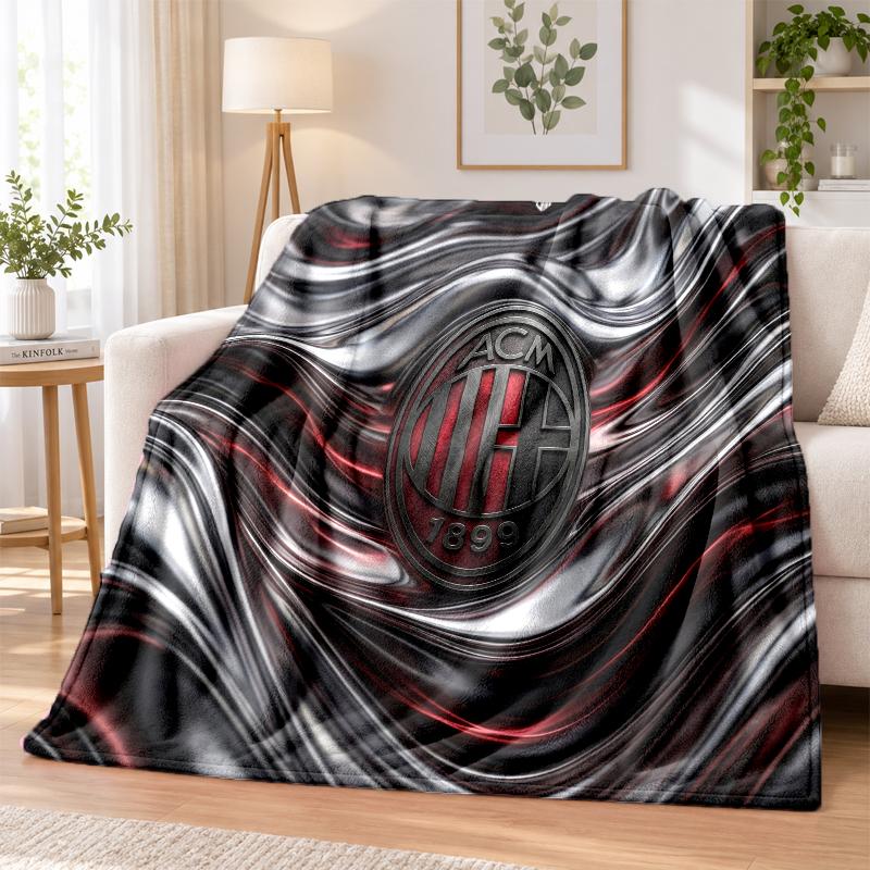 AC Milan Printed Flannel Blanket Warm Comfort Bed Throw For Indoor Home Decoration