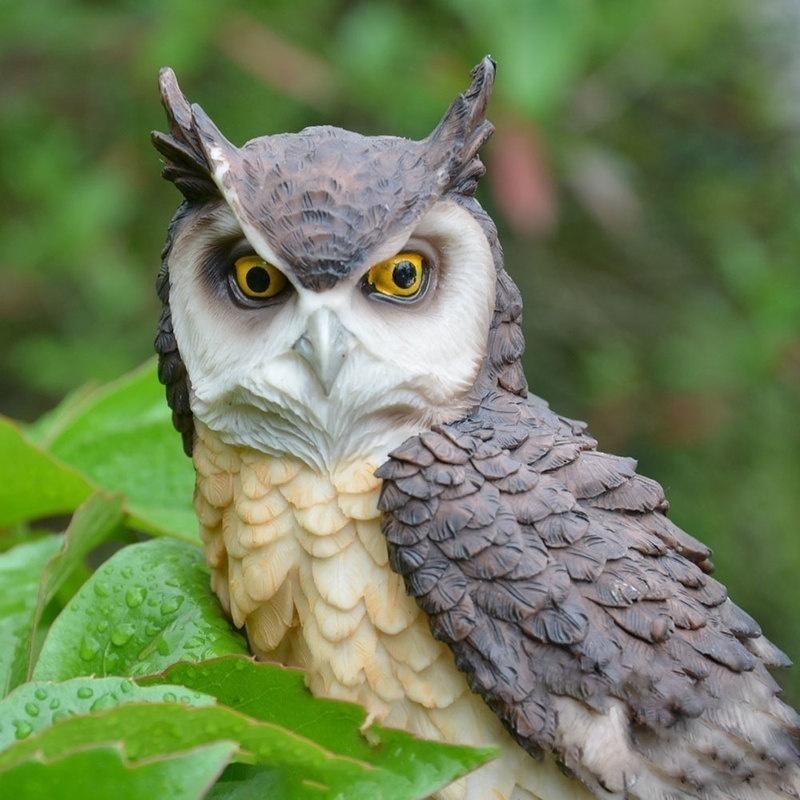 Home Art Craft Cute Decoration Owl Shape Resin Desktop Lifelike Indoor Garden Figurine Ornament Outdoor Anti-bird Collection