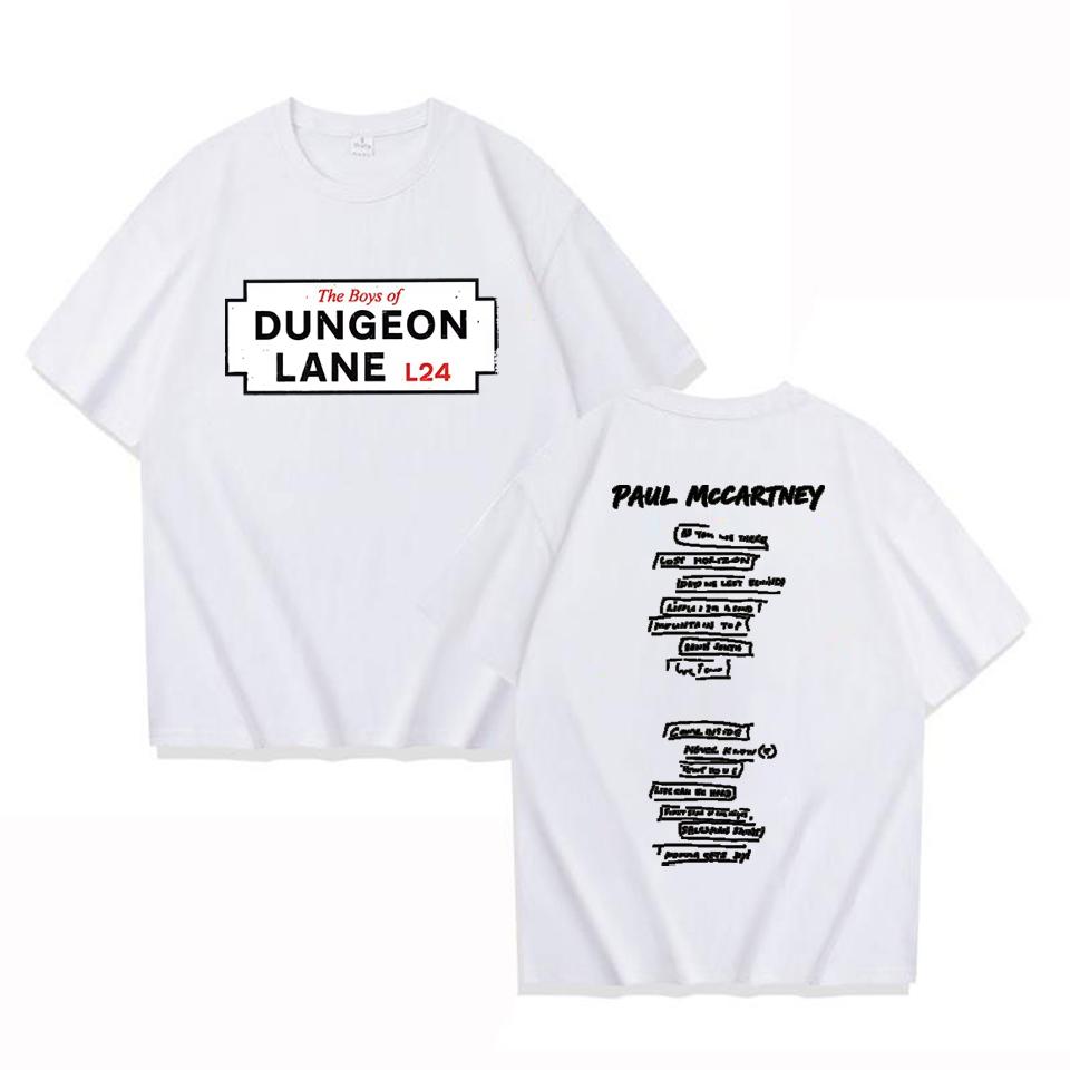 The Boys of Dungeon Lane Letter Graphic Men's Women T-shirt Singer Paul McCartney Graphic Neutral Shirt Summer Casual Loose T