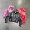 Gothic Y2K Streetwear Hooded Zip-Up Sweatshirt Women Oversized Fit Printed Design Casual Wear
