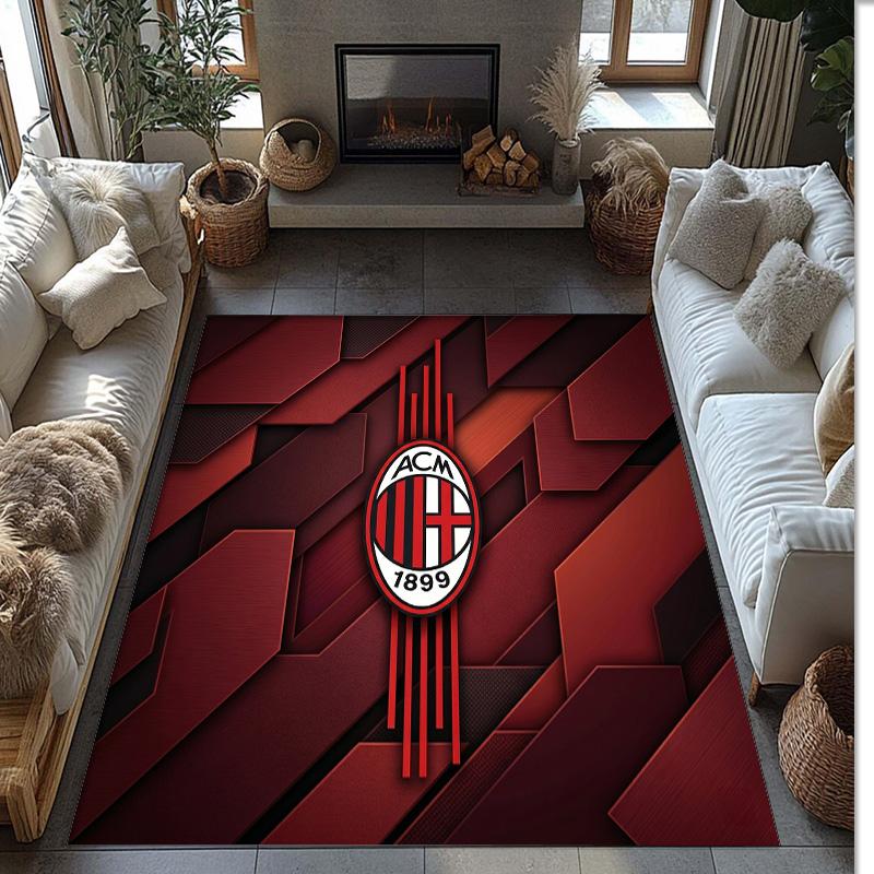 Фланелевый ковер с принтом AC Milan, нескользящий, мягкий, из полиэстера, для пола, декоративный коврик для спальни, гостиной, дивана, игровой комнаты, домашний декор