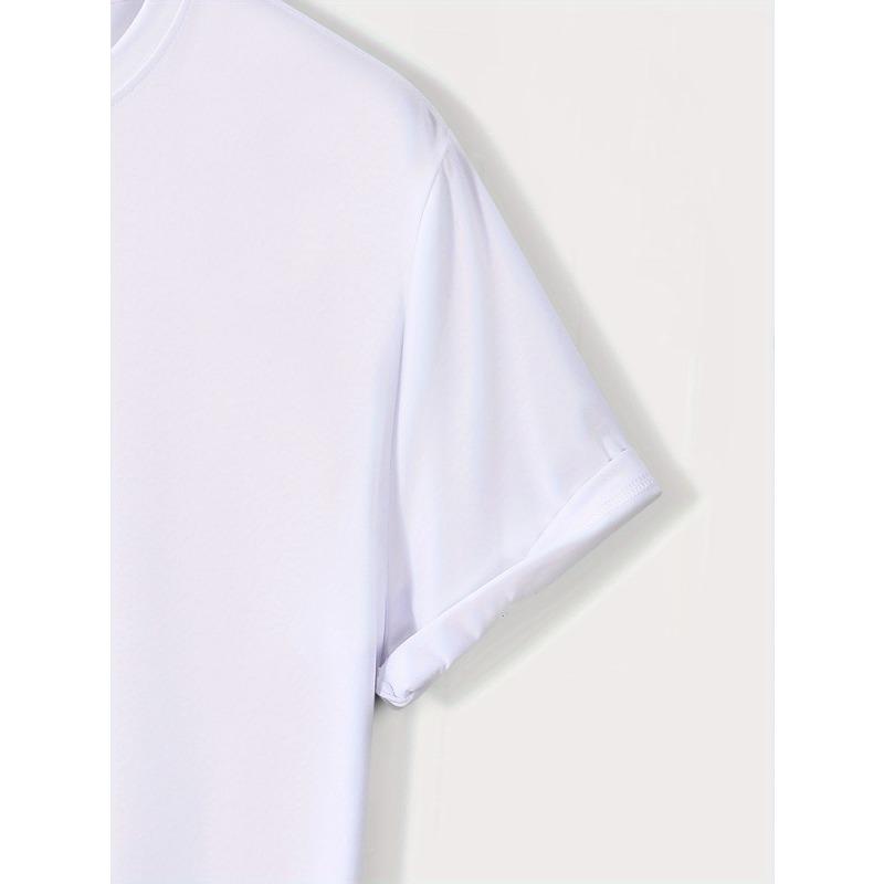 Европейские размеры Мужская футболка с принтом букв, короткий рукав - Текст Повседневная летняя с круглым вырезом Футболка Подходит для повседневной носки, вечеринок и офисных нарядов