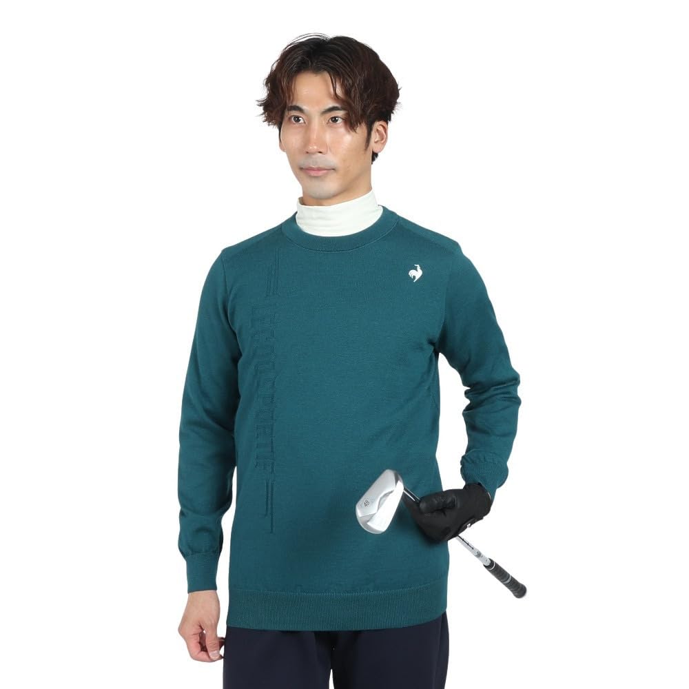 Le Coq Sportif Golf LG4FST01M Crew Neck Long Simple Hand Golf Green Men's Sweater, Sleeve, Design, Washable, Sporty, Sweater, (GR00)