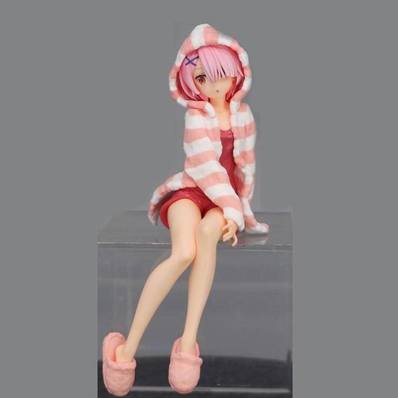 Фигурка аниме Rem 15 см RE: Жизнь с нулевого начала в другом мире Ram Домашняя одежда Сидящая модель Пробка для лапши Игрушка-кукла из ПВХ