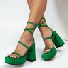 Sexy Open Toe Platform Sandals Women Chunky High Heels Pumps Fashion Ankle Buckle Strap Ladies Shoes Black Blue