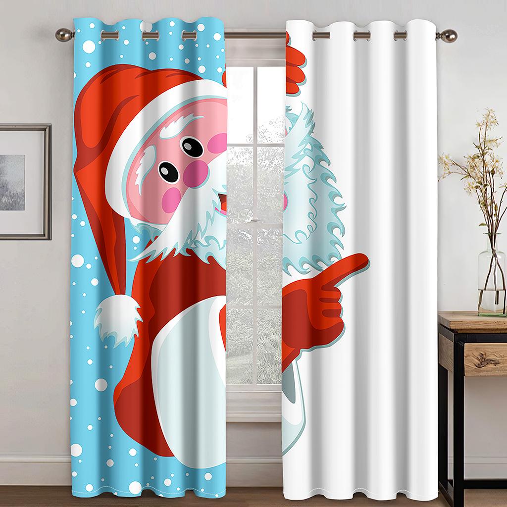 Рождественские украшения занавес 3D мультфильм Санта-Клаус Рождественская елка полиэстер ткань занавес снеговик узор праздничная атмосфера