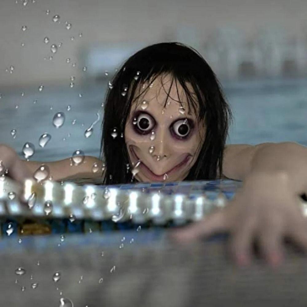 Косплей Хэллоуин Призрачная маска Головной убор Парик Хэллоуин Маска Момо Страшная маска Хэллоуин Реквизит