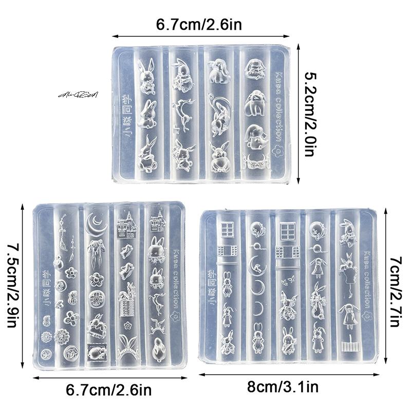3Pcs Silicone Nail Art Mold Cute Cartoon Rabbit Moon Cake Moon 3d Acrylic Flowers Nails Templates Diy Manicure Design Tools