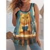 Summer Women's Sleeveless Colorful Cute Print Vest Comfortable Soft Loose Fashionable Versatile Vest